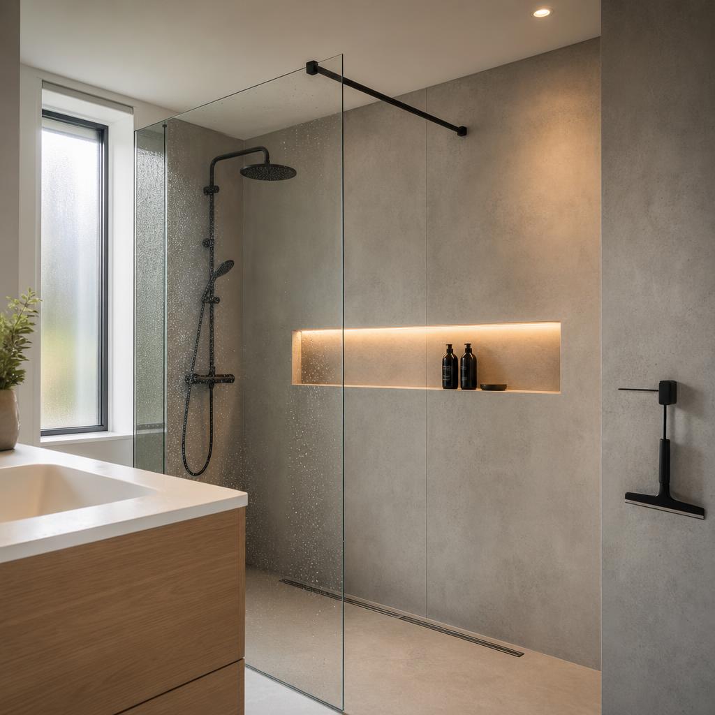 Betonlook wandpanelen badkamer voordelen