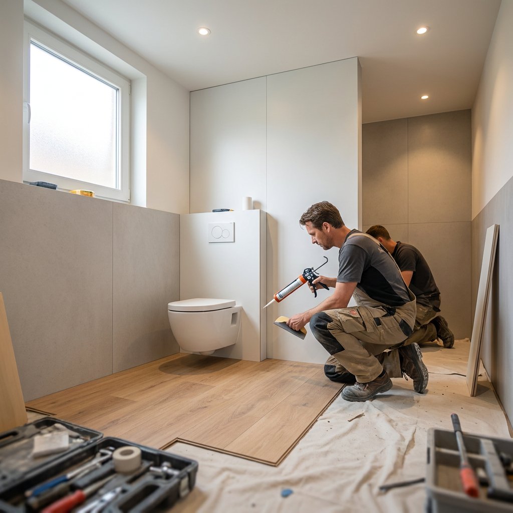 Toilet wand en vloerpanelen